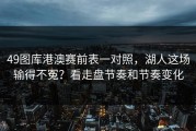 49图库港澳赛前表一对照，湖人这场输得不冤？看走盘节奏和节奏变化